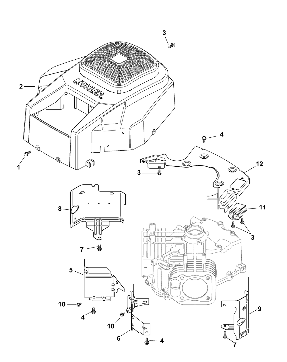 Kohler Sv715-3030 Blower Housing And Baffles Diagram and Parts List for Z-FORCE48 (17BF3AGV-17BF3AGV010)(2012) Cub Cadet Lawn Tractor